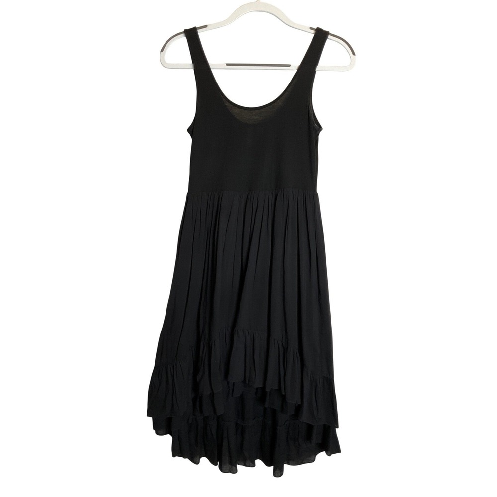 Black Tank Tiered Mini Dress High Low Hem Dark Fairy Whimsigoth Flowy Csual XS